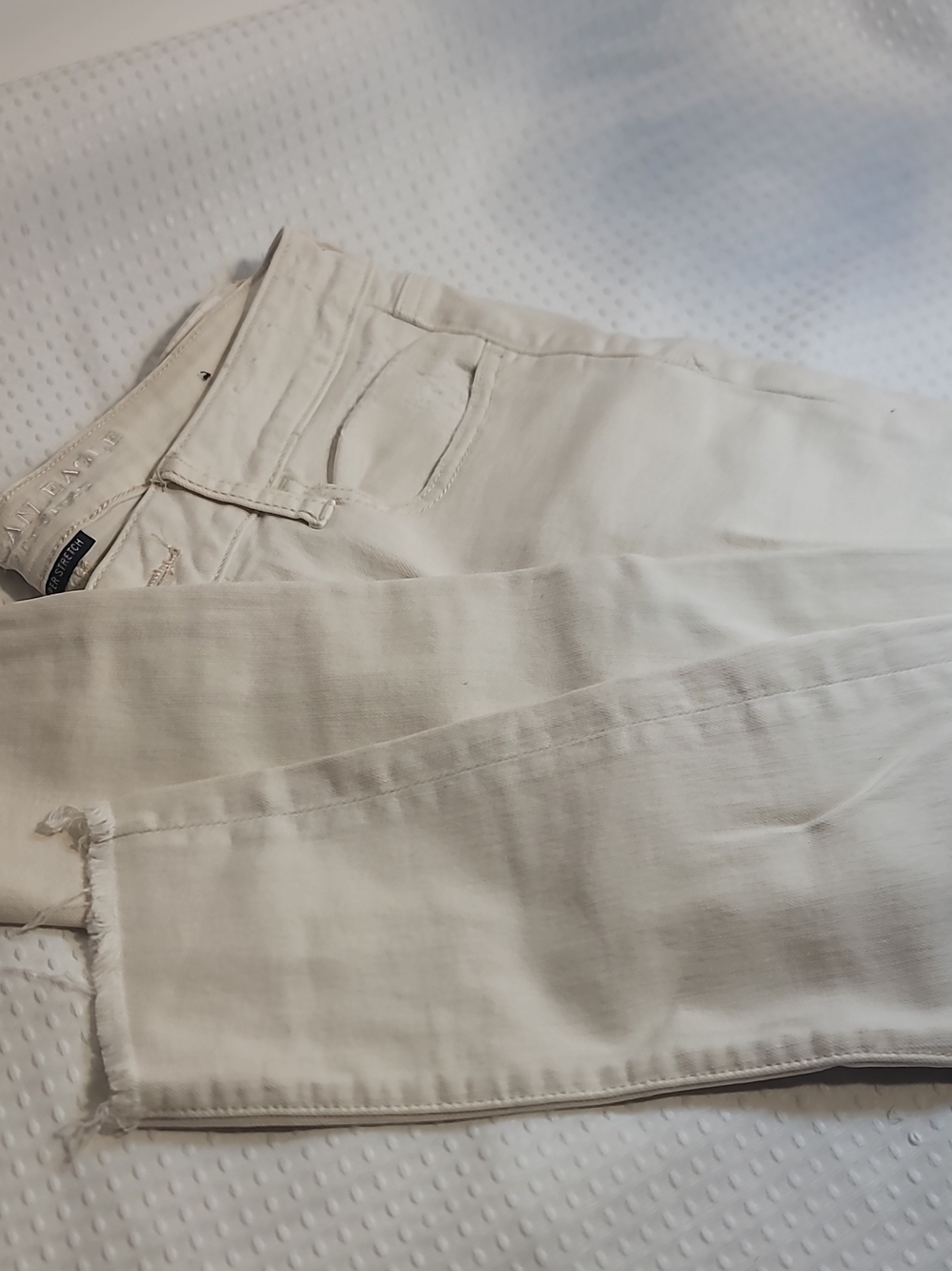 American Eagle Outfitters Off-White Slim Chinos with Raw Hem